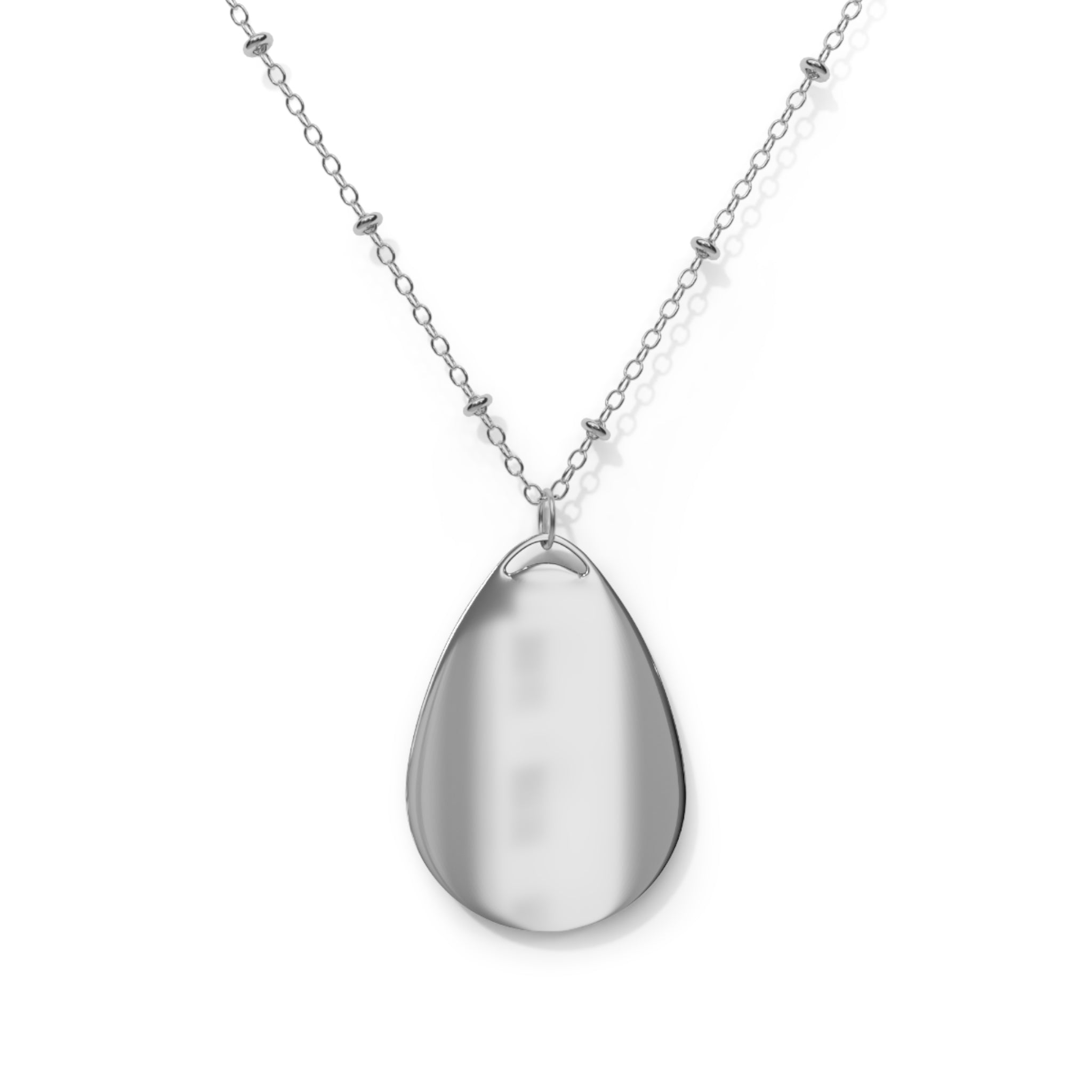 Oval Pendant Necklace — "Hang Tight" Engraved Drop Necklace