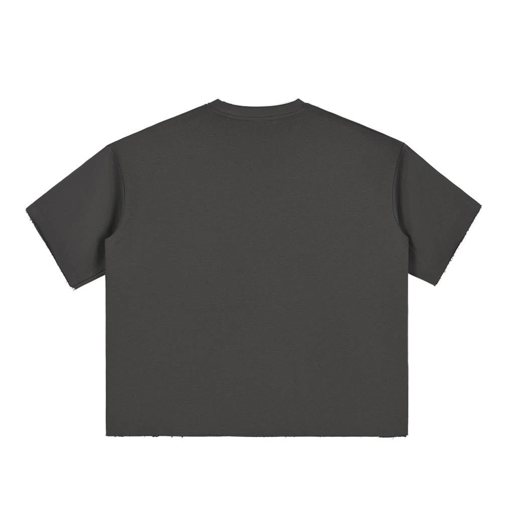 Boxy Half-Sleeve Raw-Edge T-Shirt