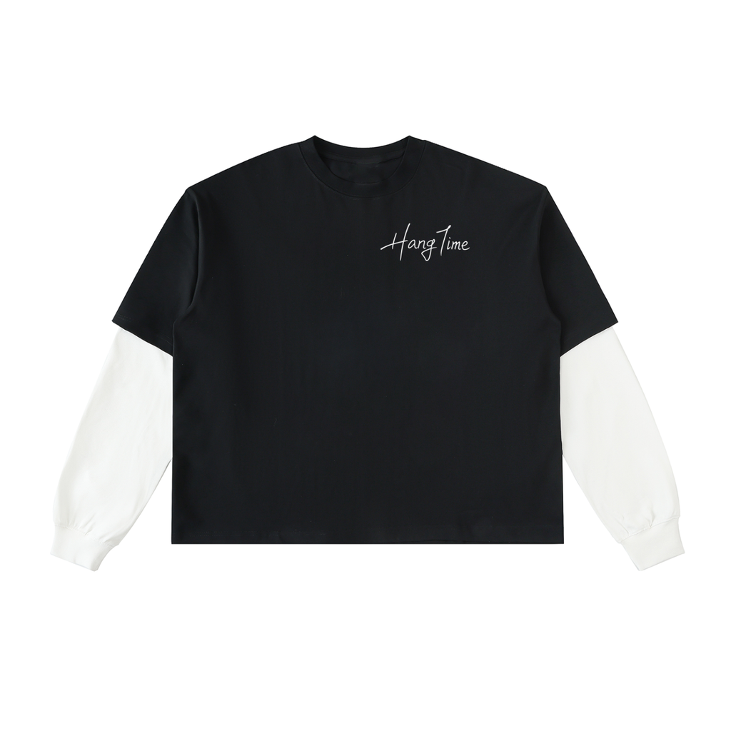 Layered Contrast Sleeve Cotton T-Shirt