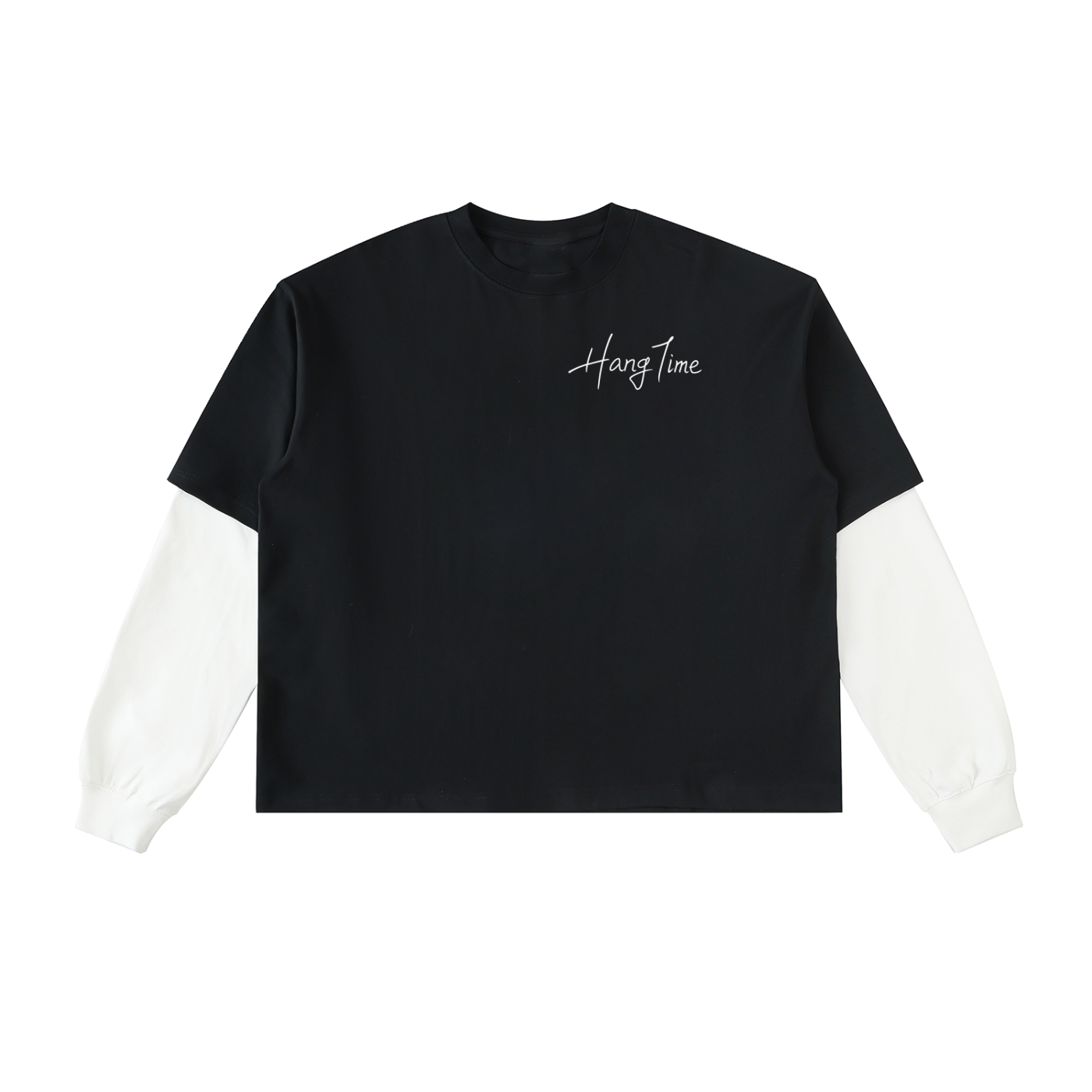 Layered Contrast Sleeve Cotton T-Shirt