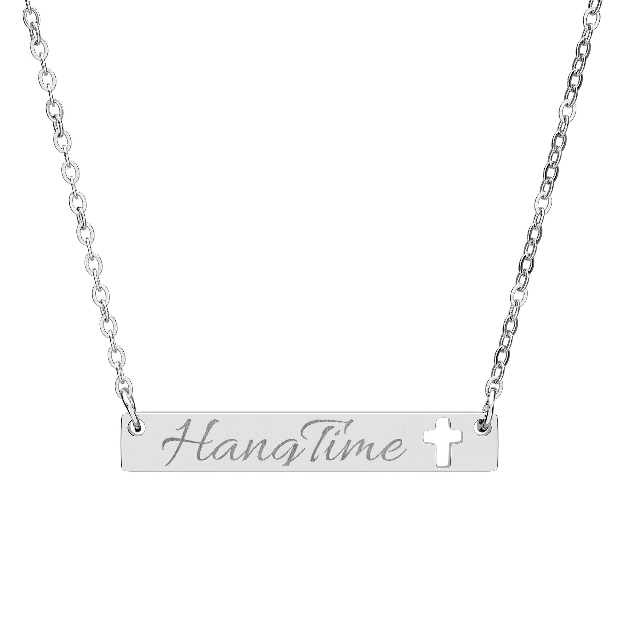 Cutout Cross Bar Necklace (Engraving)