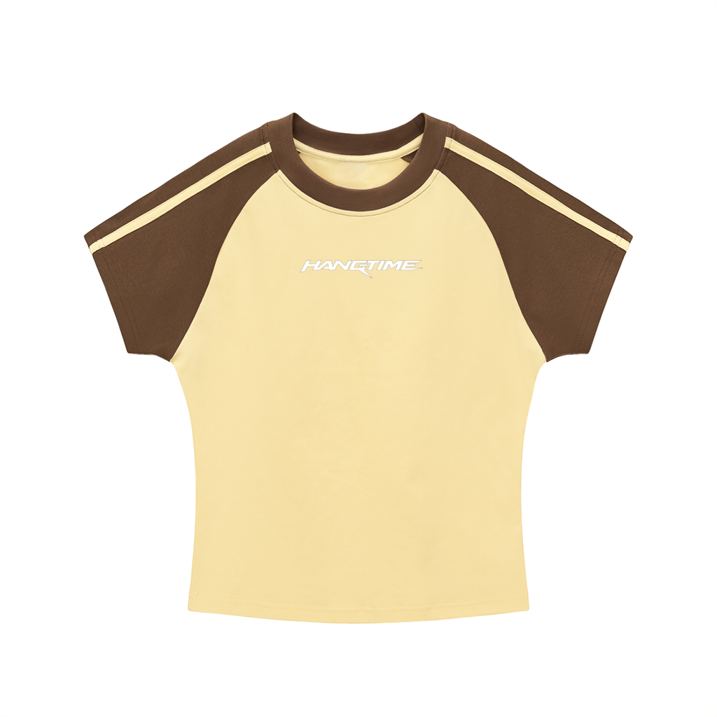 Contrast Stripes Bodycon Raglan  Sleeve T-Shirt