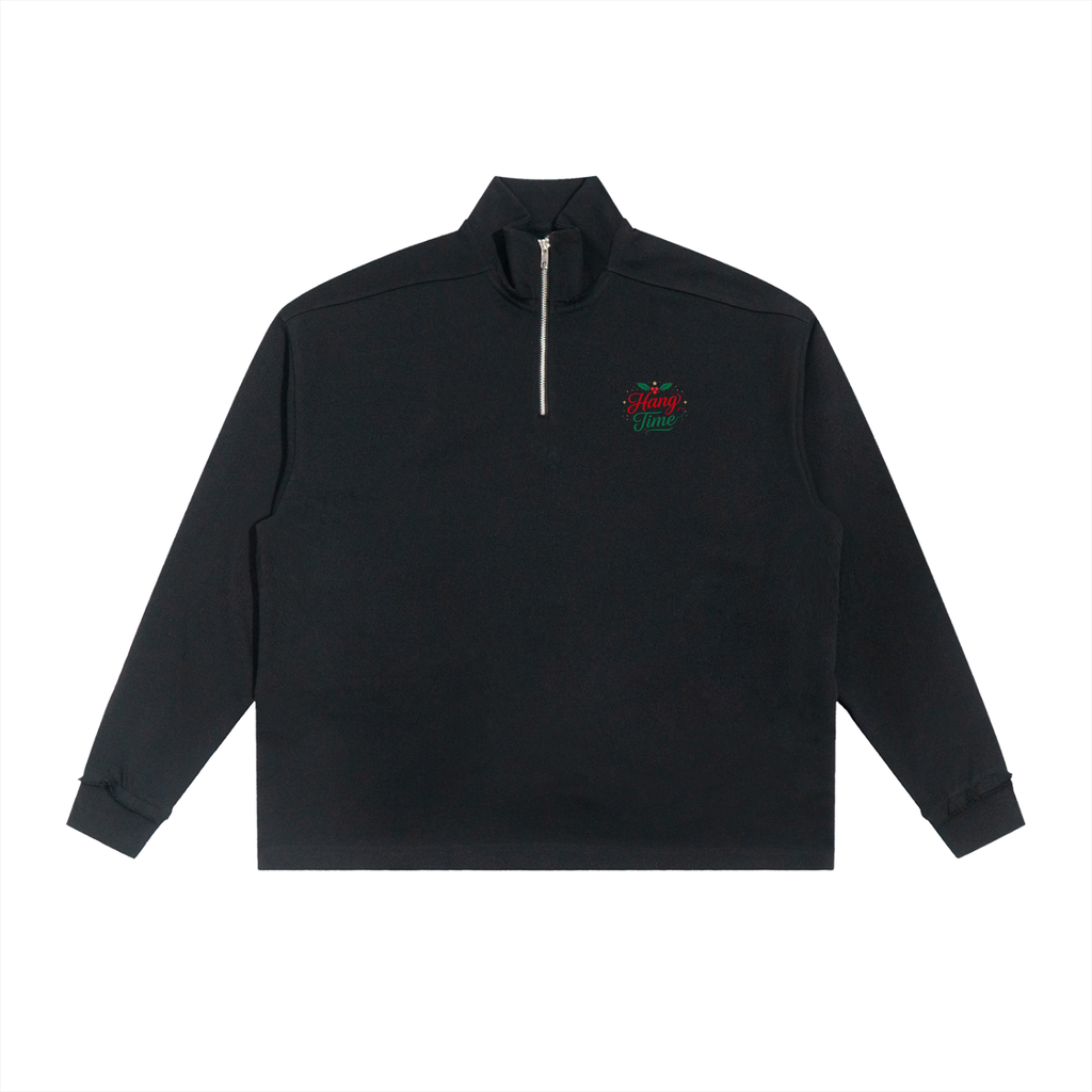Half-Zip Rolled Edge Fleece Sweatshirt