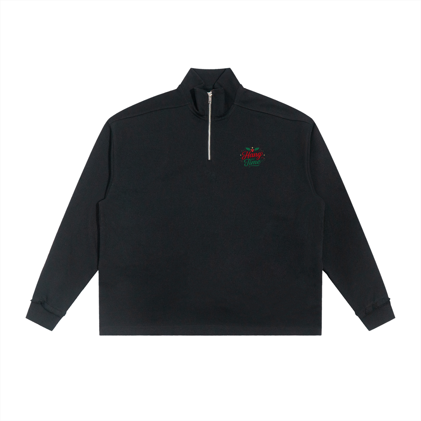 Half-Zip Rolled Edge Fleece Sweatshirt