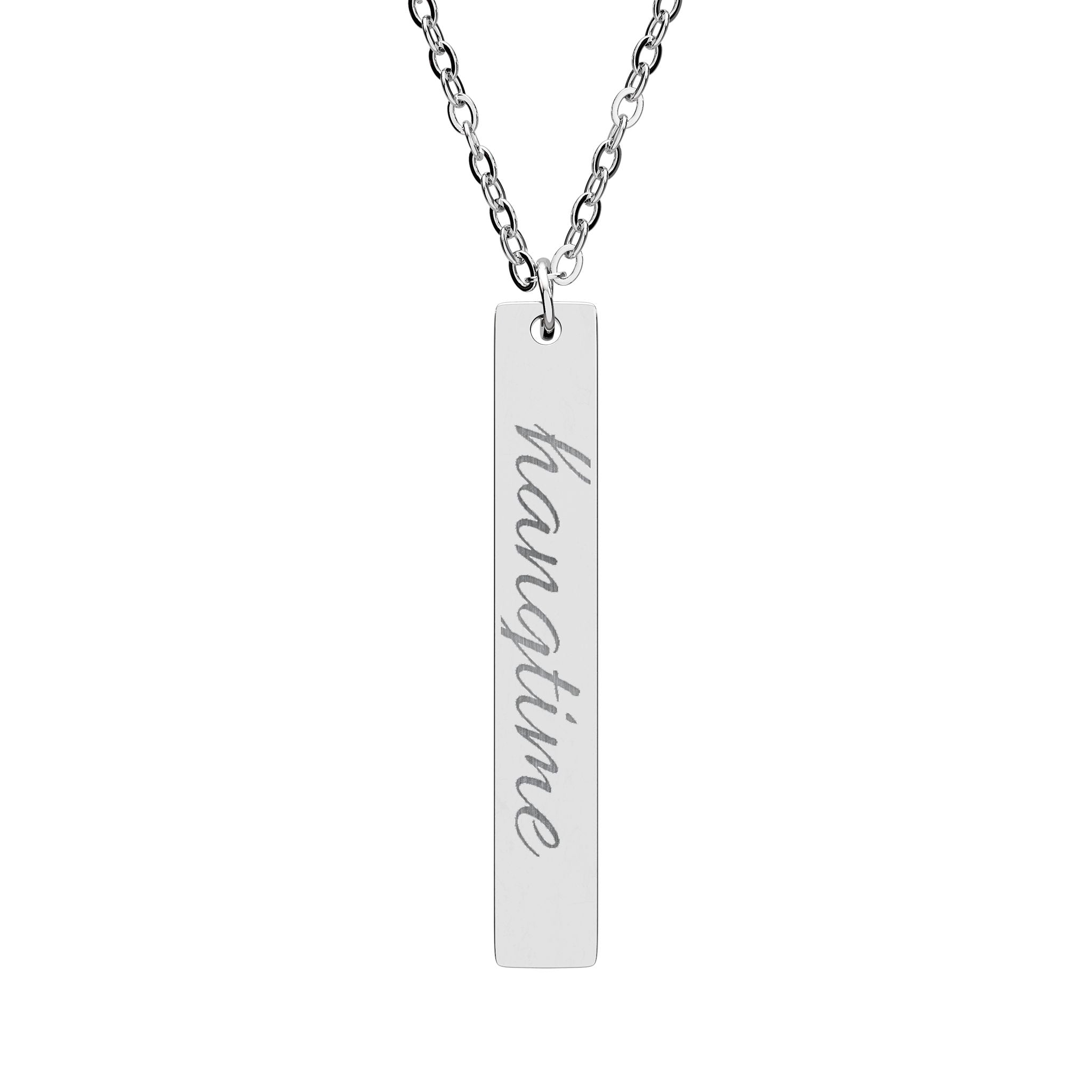 Engraved Vertical Bar Necklace — Personalized Name Bar Pendant