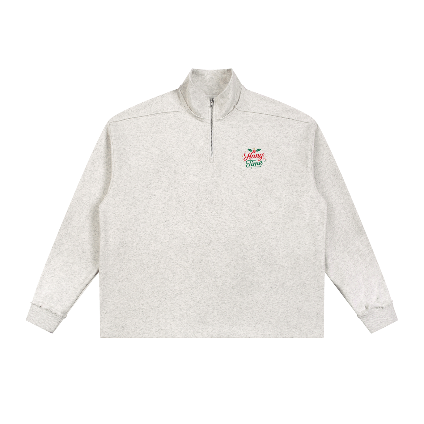 Half-Zip Rolled Edge Fleece Sweatshirt
