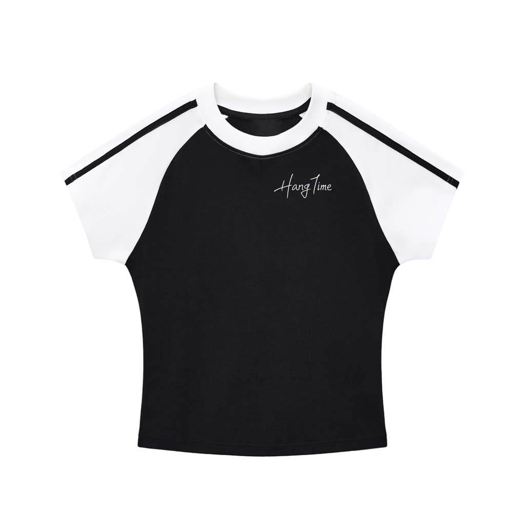 Contrast Stripes Bodycon Raglan  Sleeve T-Shirt