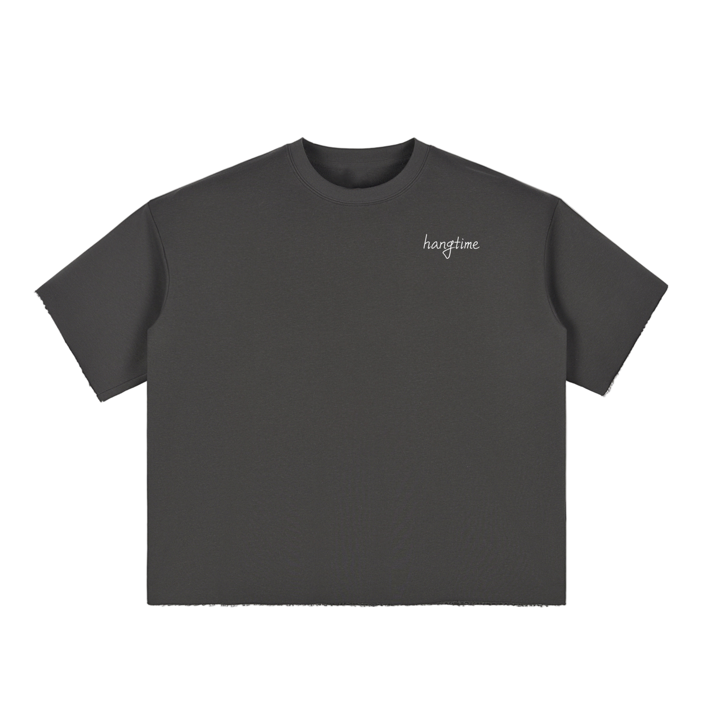 Boxy Half-Sleeve Raw-Edge T-Shirt