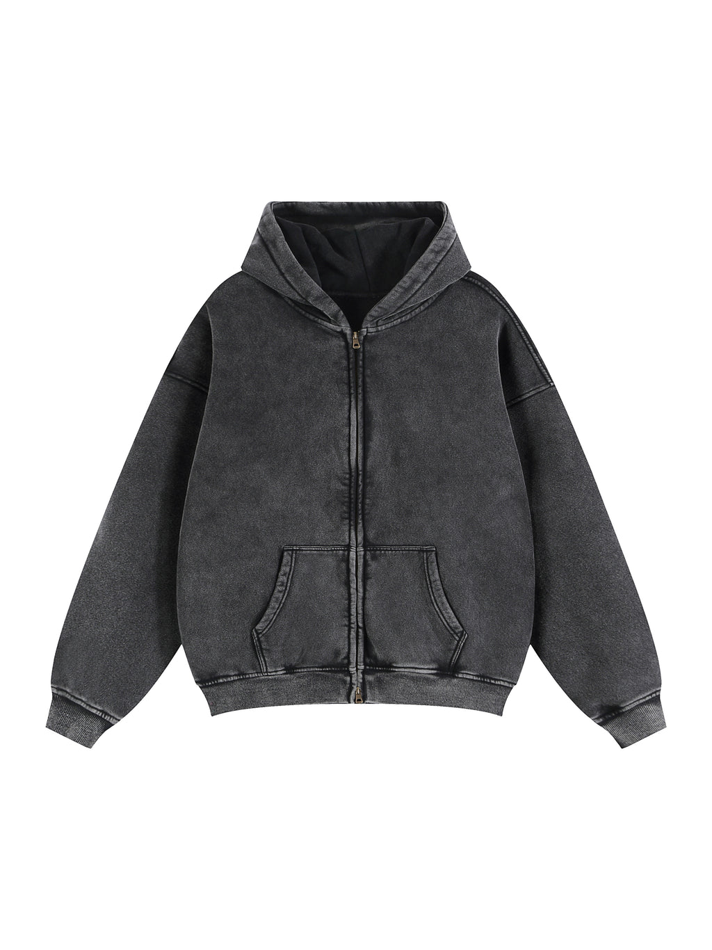 Zip-Through Boxy Fleece Hoodie