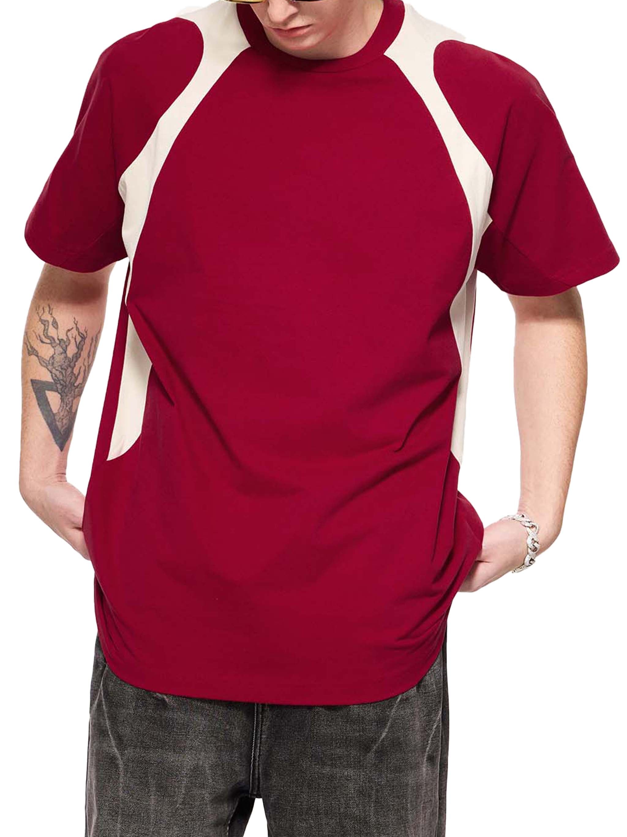 Contrast Panel Cotton T-Shirt
