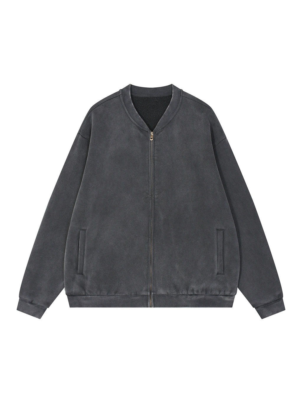 Vintage Washed Fleece Baseball Jacket